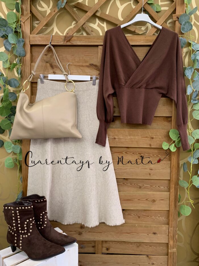 Falda Punto Como un Guante Beige