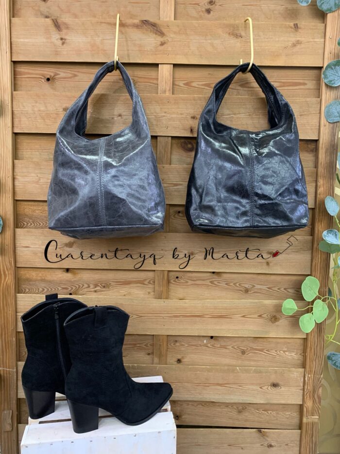 Bolso piel shopper brillo