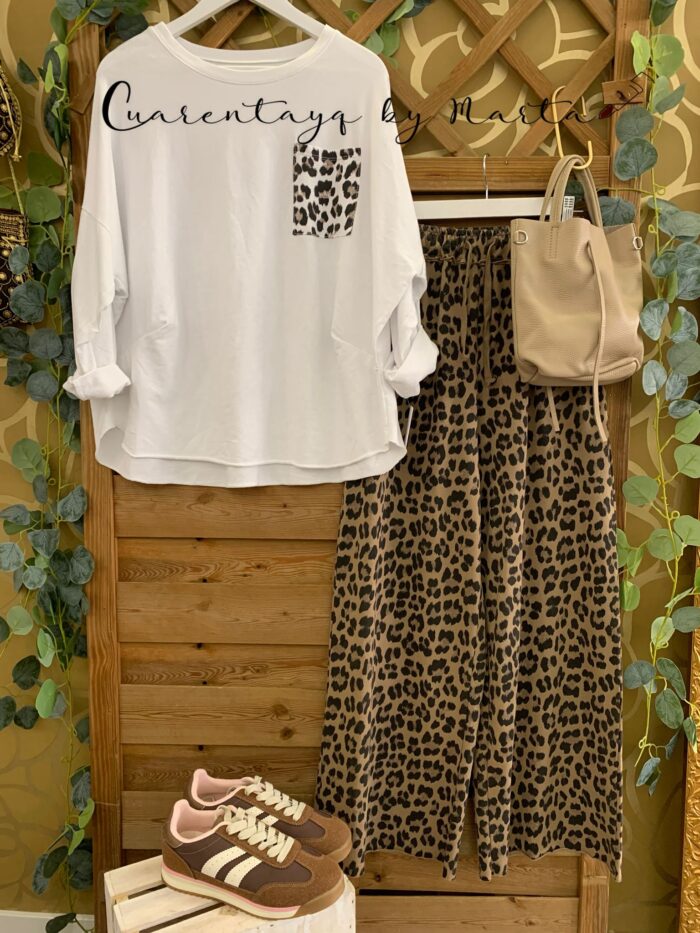 Sudadera Fina Bolsillo Animal Print