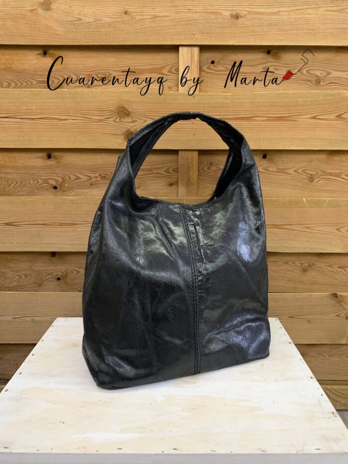 Bolso piel shopper brillo