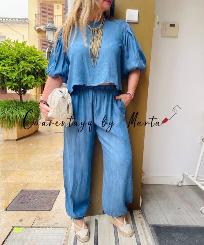 Top Manga Farol Denim