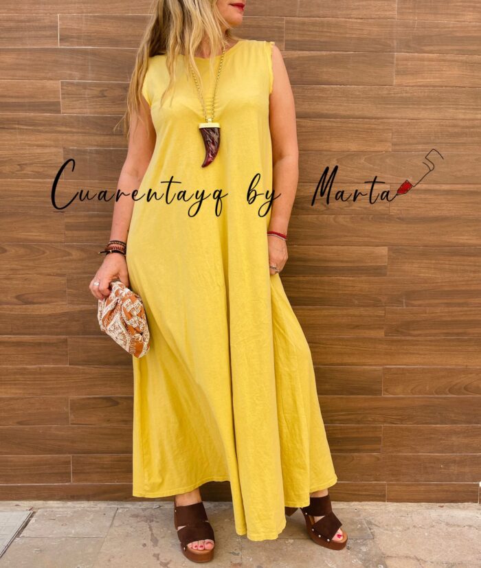 Vestido ribete flecos elastico