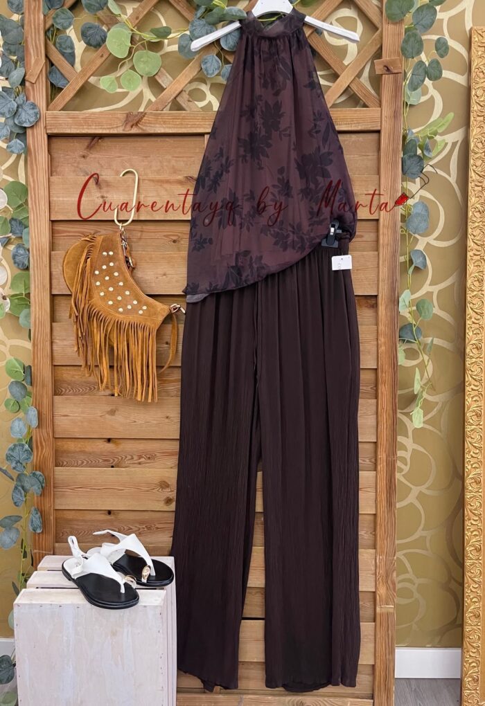 Blusa Halter Glamour y pantalón bambula