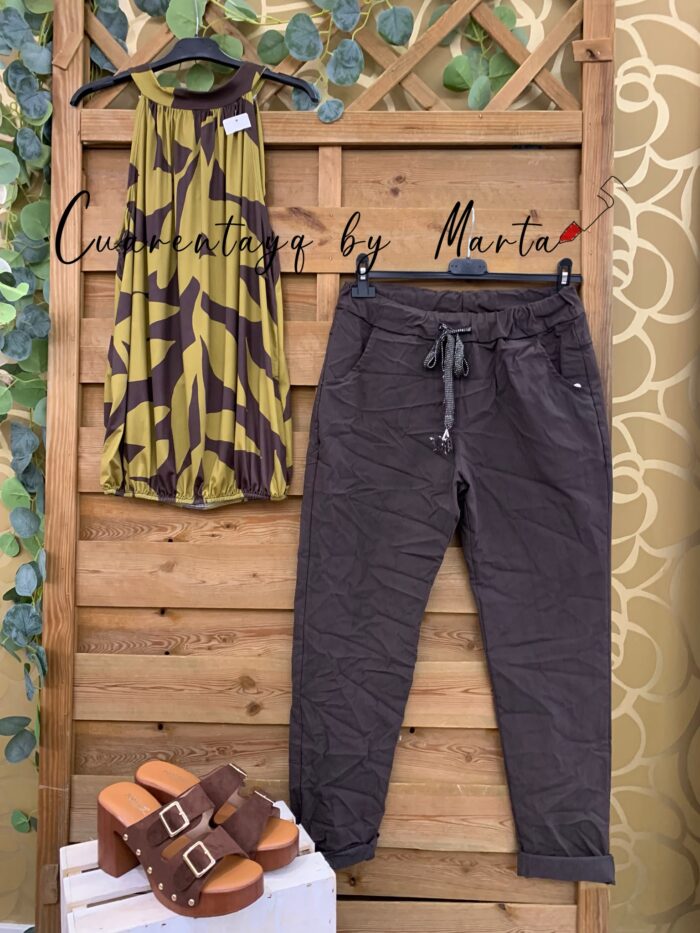 blusa halter licra safari baggy liso