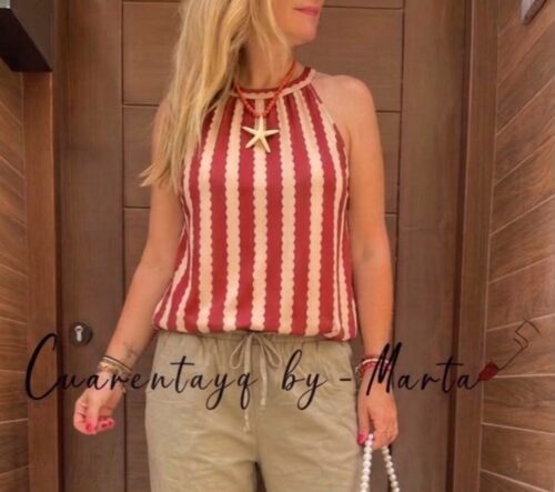Blusa Halter Licra Rayas