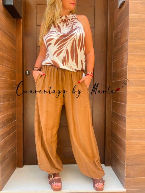blusa halter licra palmas pantalon tachuelas marta (2)