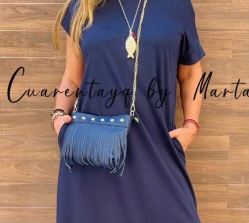 bolso piel flecos
