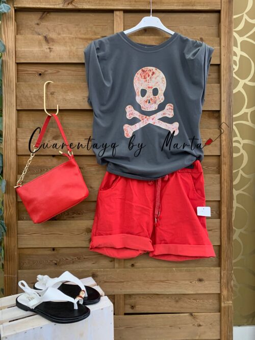 camiseta calavera baggy short