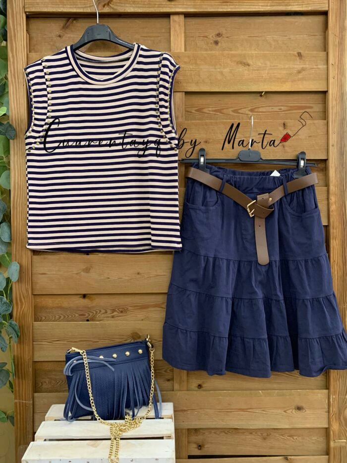 camiseta navy tachuelas falda comoda y guapa