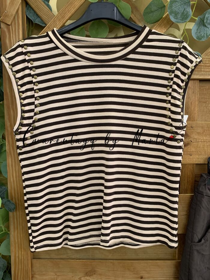 camiseta navy tachuelas marron