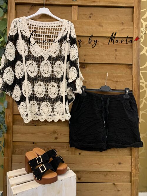 jersey crochet combinado baggy short