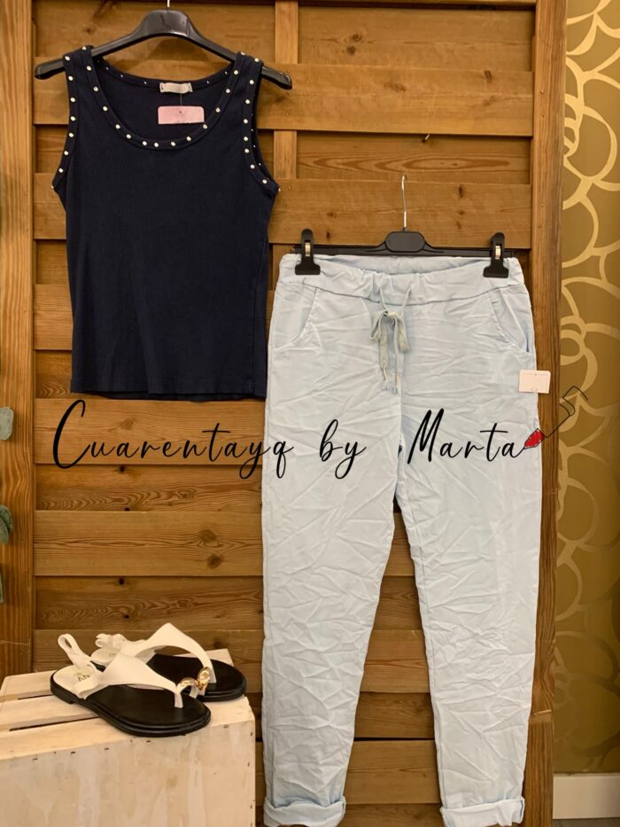 top canale tachuelas baggy liso