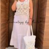 top crochet lentejuelas falda bambula