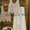 top crochet lentejuelas falda bambula bolsillos