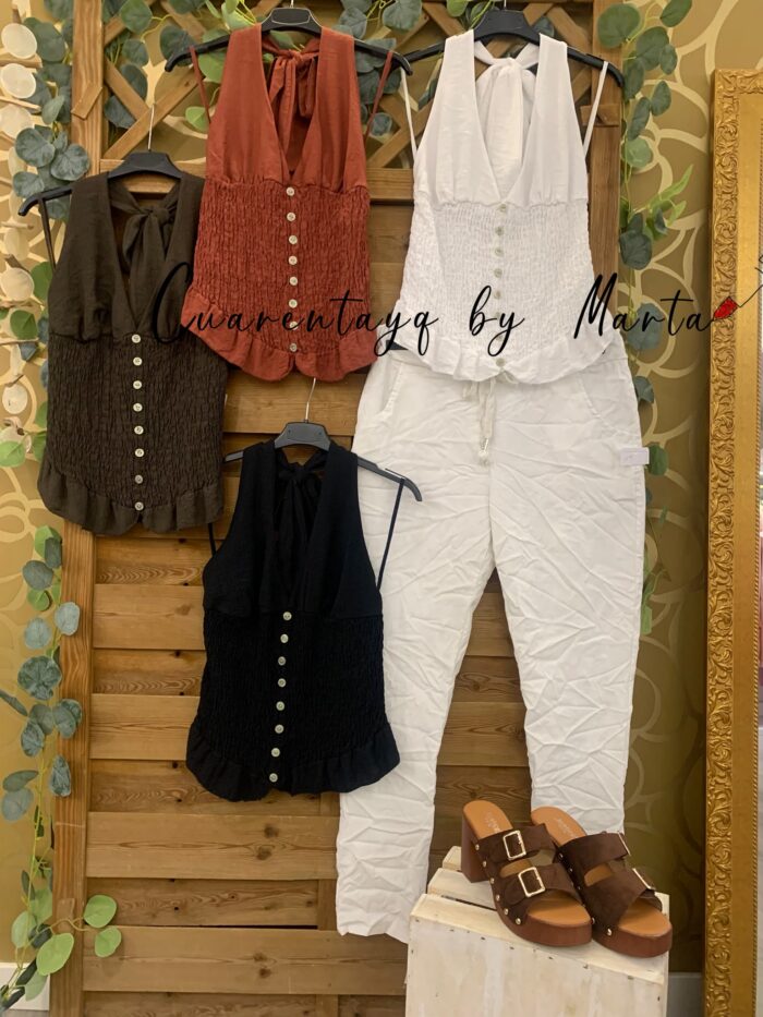 top nido de abeja baggy liso