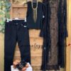 vaquero pitillo negro top canale kaftan encaje