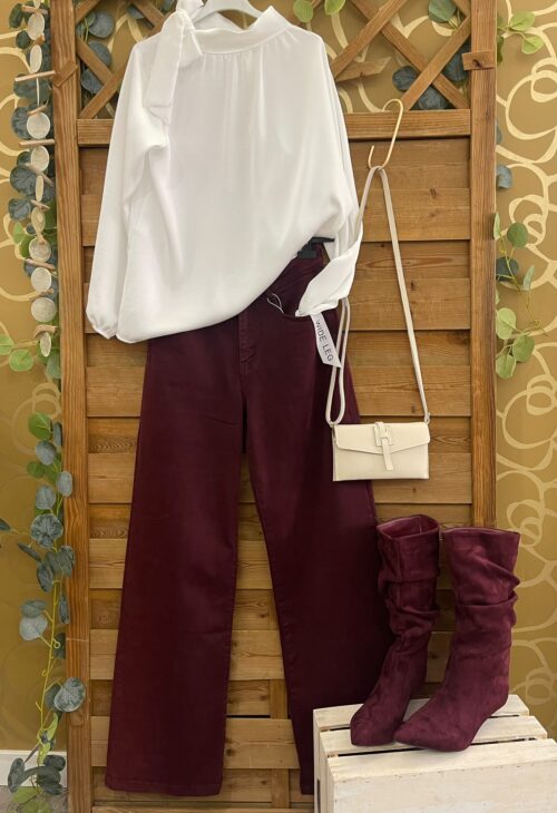 Blusa elgante, pantalon wide leg