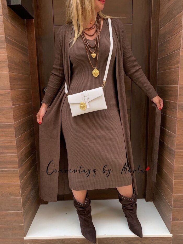 Conjunto vestido y chaqueta punto Tallas
