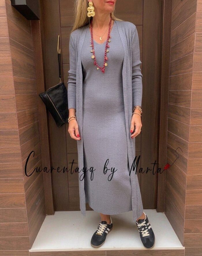 Conjunto vestido y chaqueta punto Tallas2