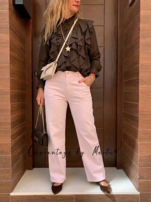 Vaquero wide leg rosa