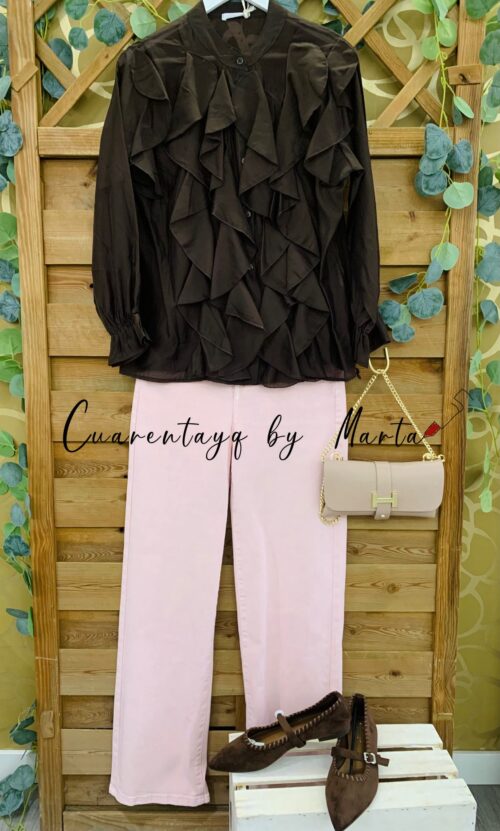 Blusa Volantes Tencel. manoletinas