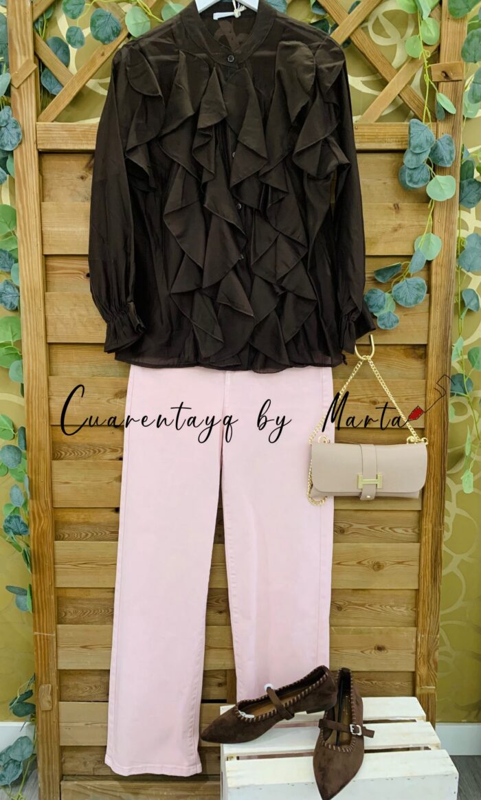 Blusa Volantes Tencel. manoletinas