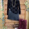 Blusa gasa flores, botas antelina burdeos