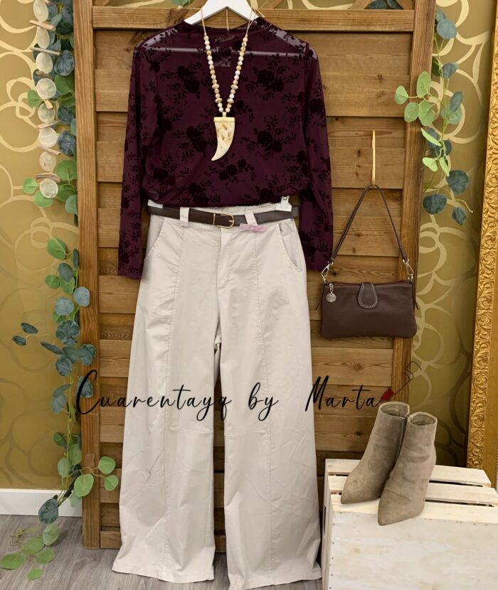 Blusa gasa topos pantalon tendencia total