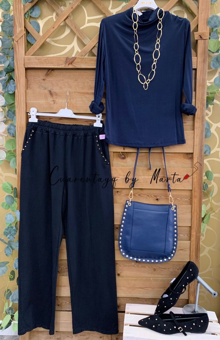 Pantalón sport tachuelas y manoletinas tachuelas