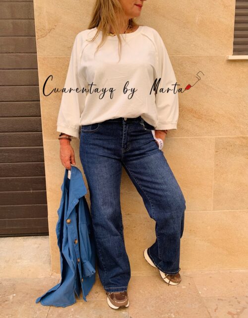 Sobrecamisa Paris, vaquero wide leg oscurro, sudadera manga estilosa