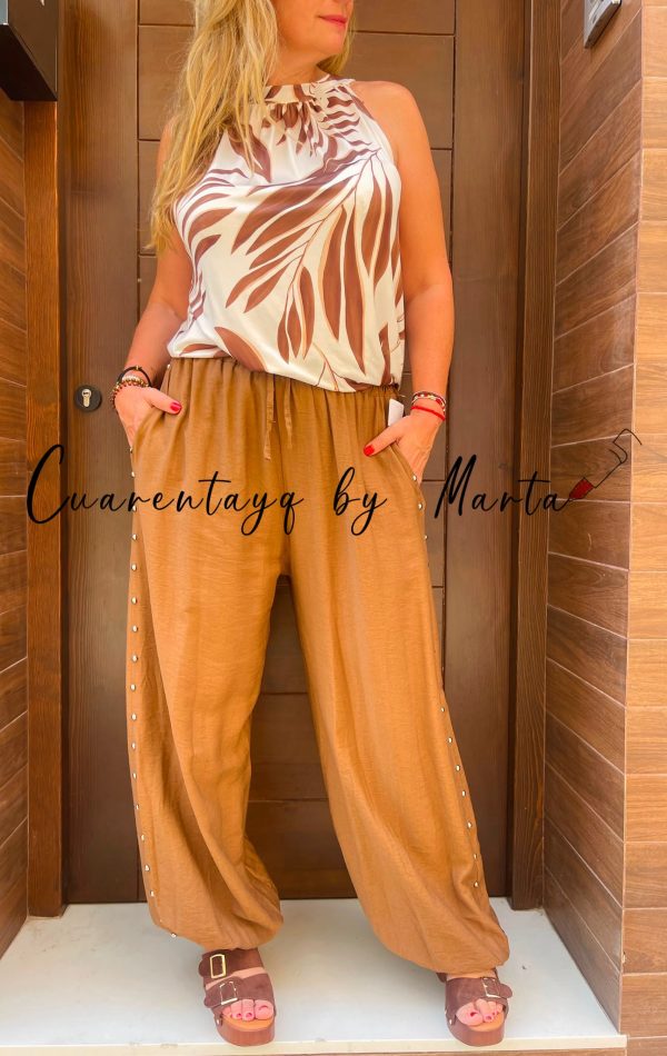 blusa halter licra palmas pantalon tachuelas marta (2)